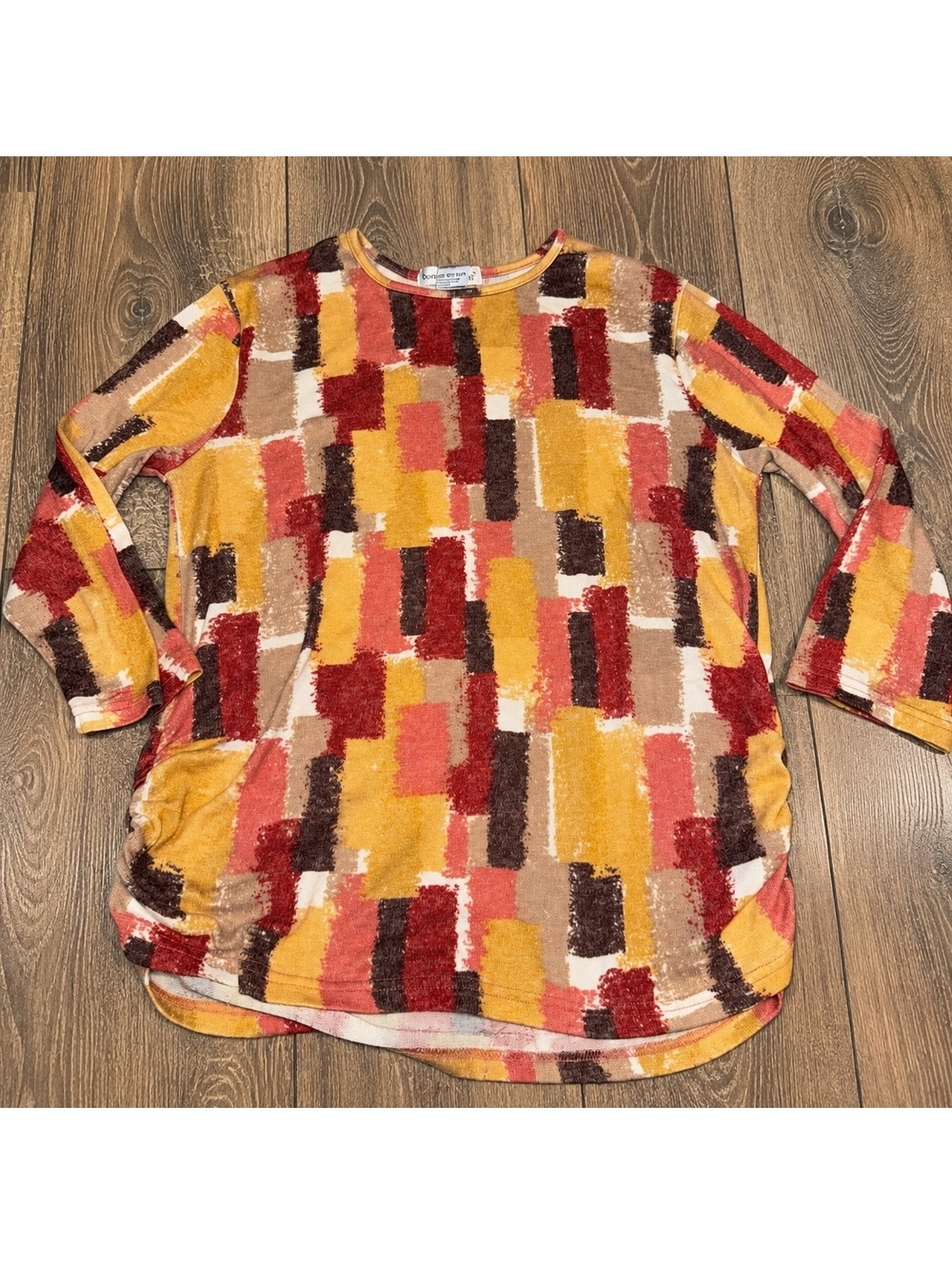 Bonnie Evans Women's Long Sleeve Multi Color Abstract Print Blouse Size S
